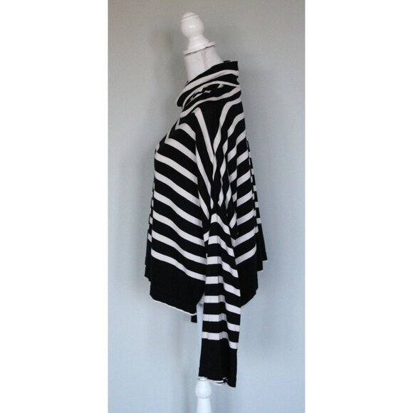 PLANET By LAUREN G Black & Cream Striped Turtleneck Sweater, One Size XS S M L - Picture 8 of 13